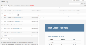 Screenshot of the Email Logs from the Email Logs WordPress plugin.