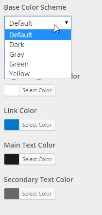The default color scheme chooser in Twenty Sixteen