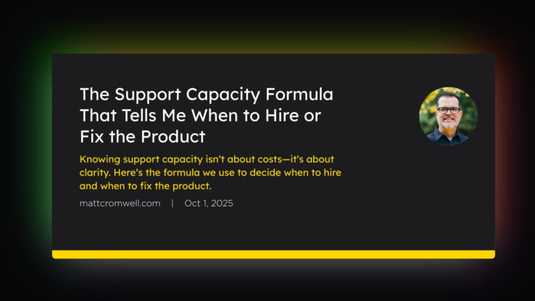 The Support Capacity Formula That Tells Me When to Hire or When to Fix the Product